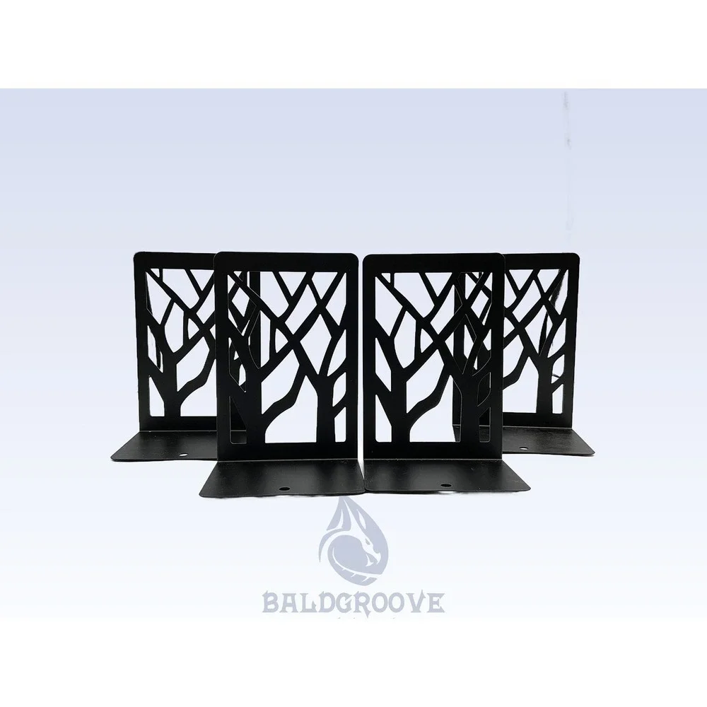 Metal Tree Design Bookends Set‎ of 4 Black